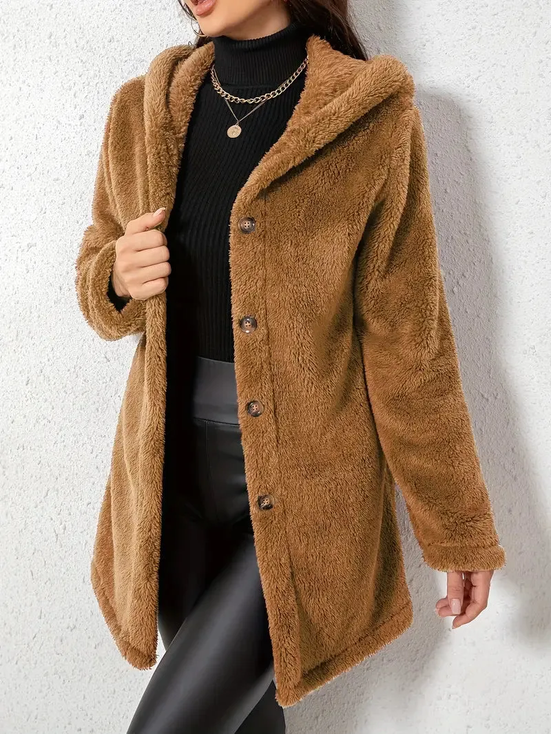 Elegant polyester fleecejack met capuchon voor dames