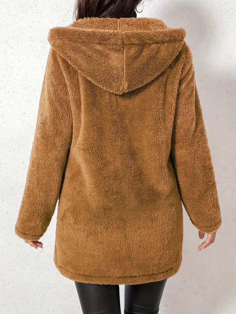 Elegant polyester fleecejack met capuchon voor dames
