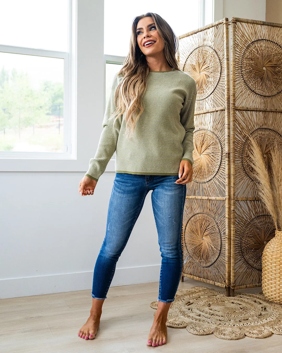 Esme Striped Sweater - Sage