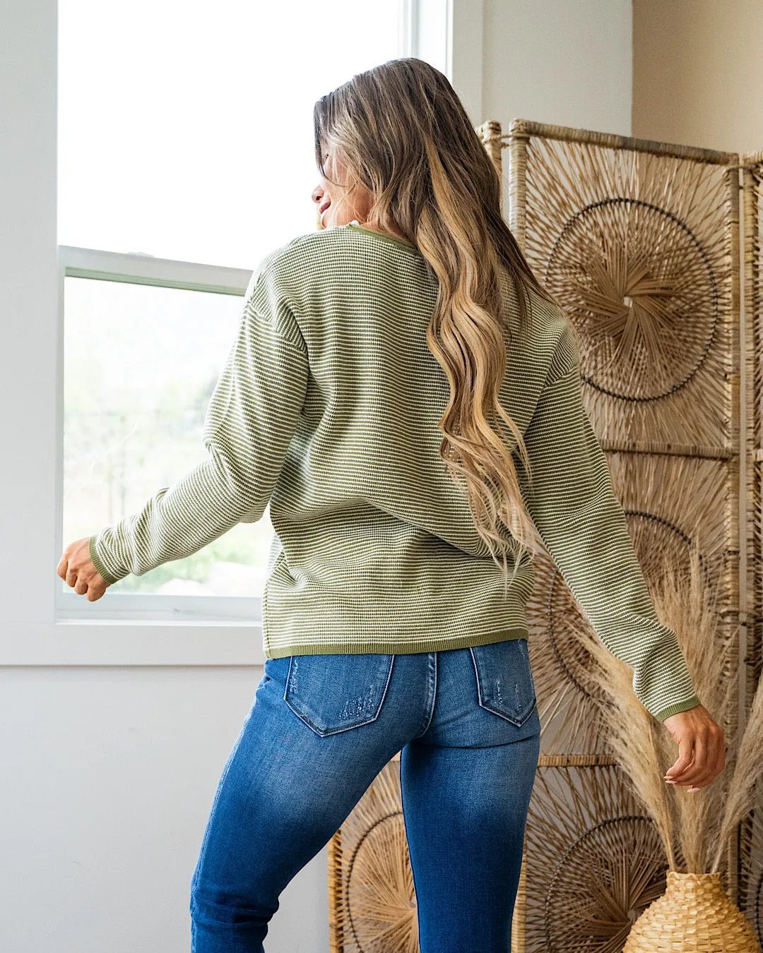 Esme Striped Sweater - Sage
