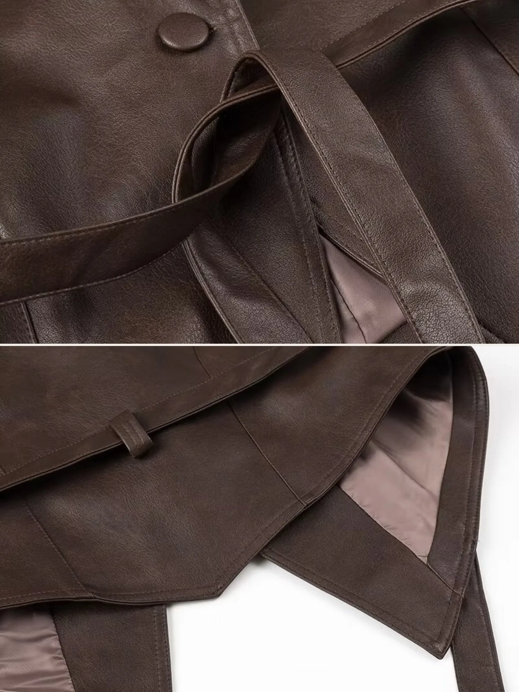 Fashionkova Sadee Lace-Up Faux Leather Jacket
