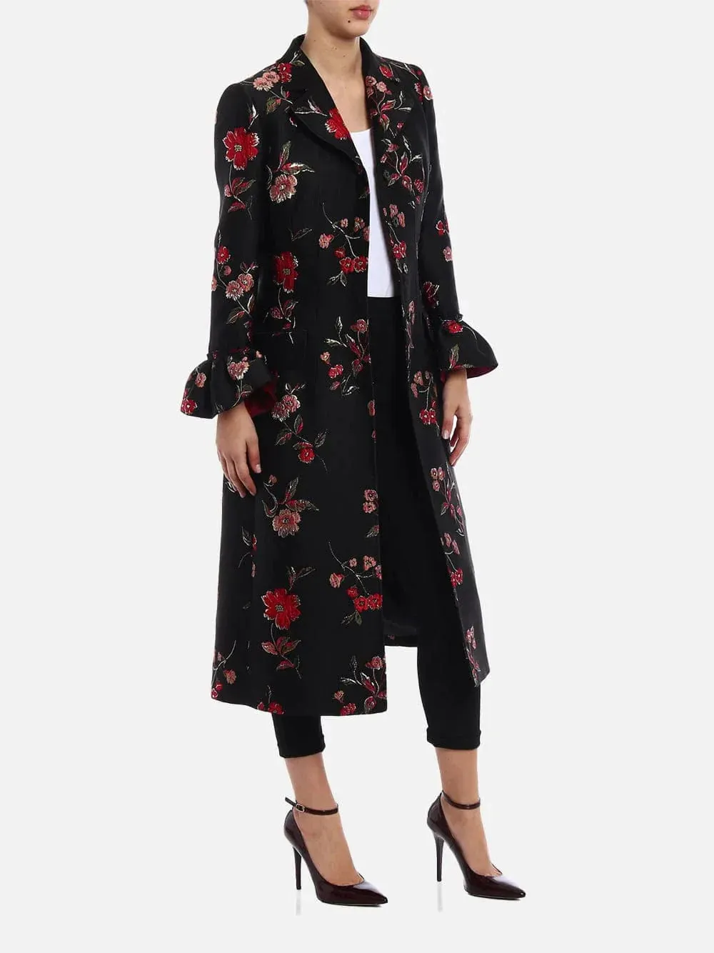 Floral-Jacquard Coat