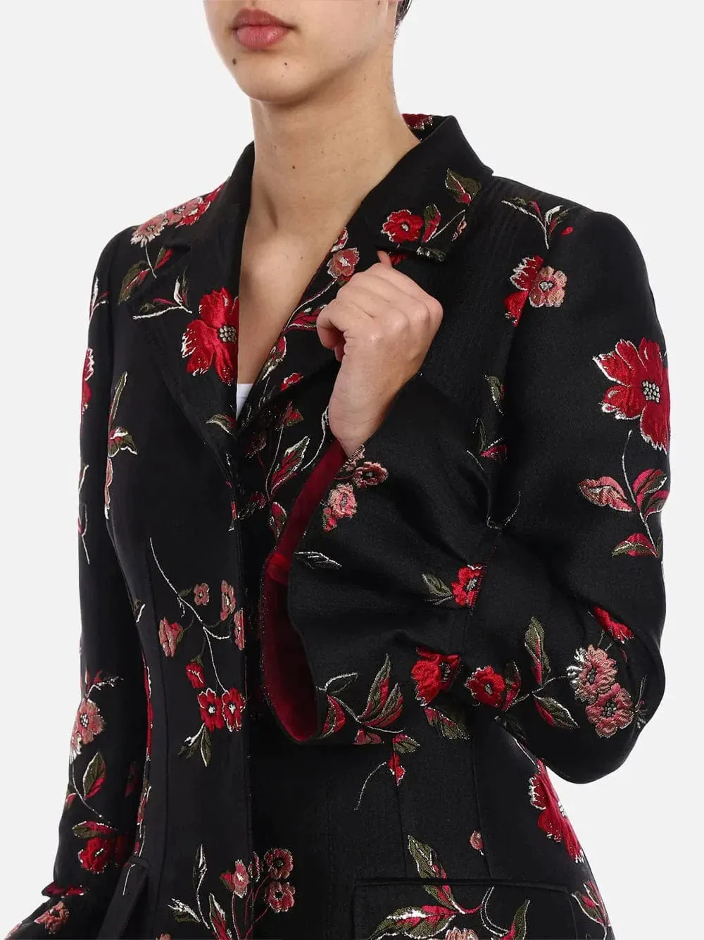 Floral-Jacquard Coat