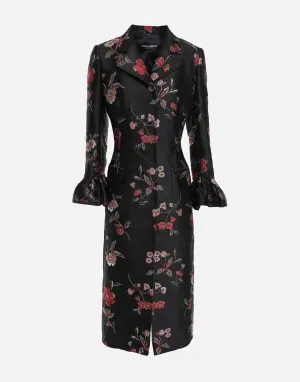 Floral-Jacquard Coat