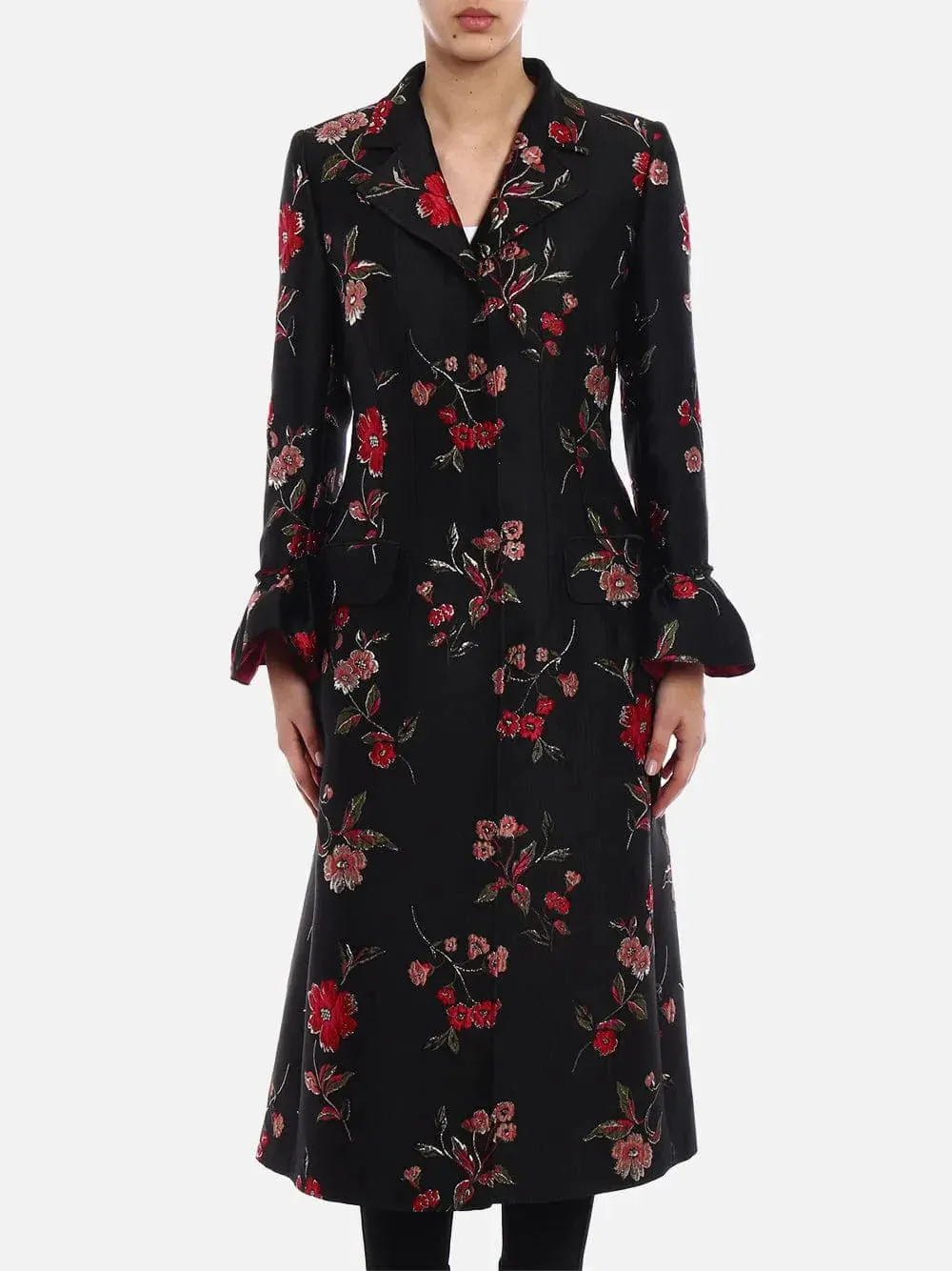 Floral-Jacquard Coat