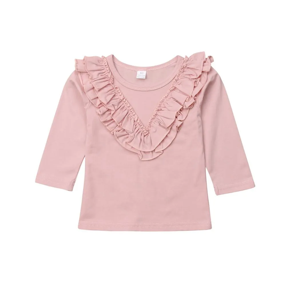 Girls Long Sleeve Solid Casual Tops