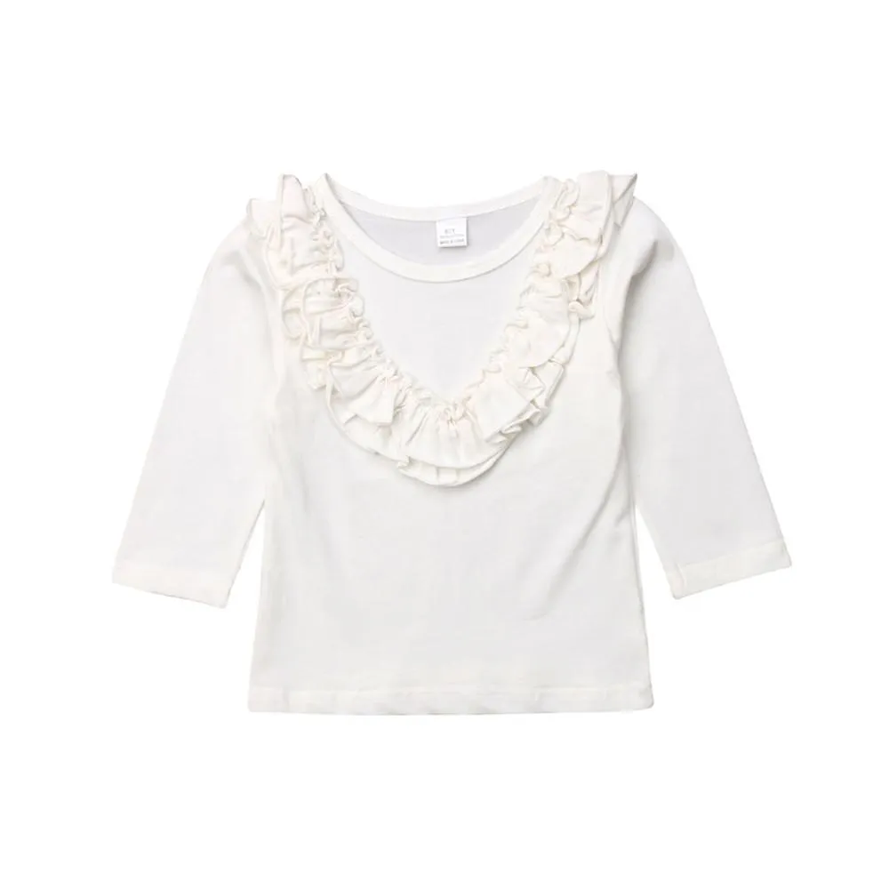 Girls Long Sleeve Solid Casual Tops