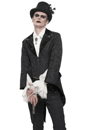 Gothic Pattern Swallowtail Coat / Men's Flared Sleeves Zipper Tailcoat