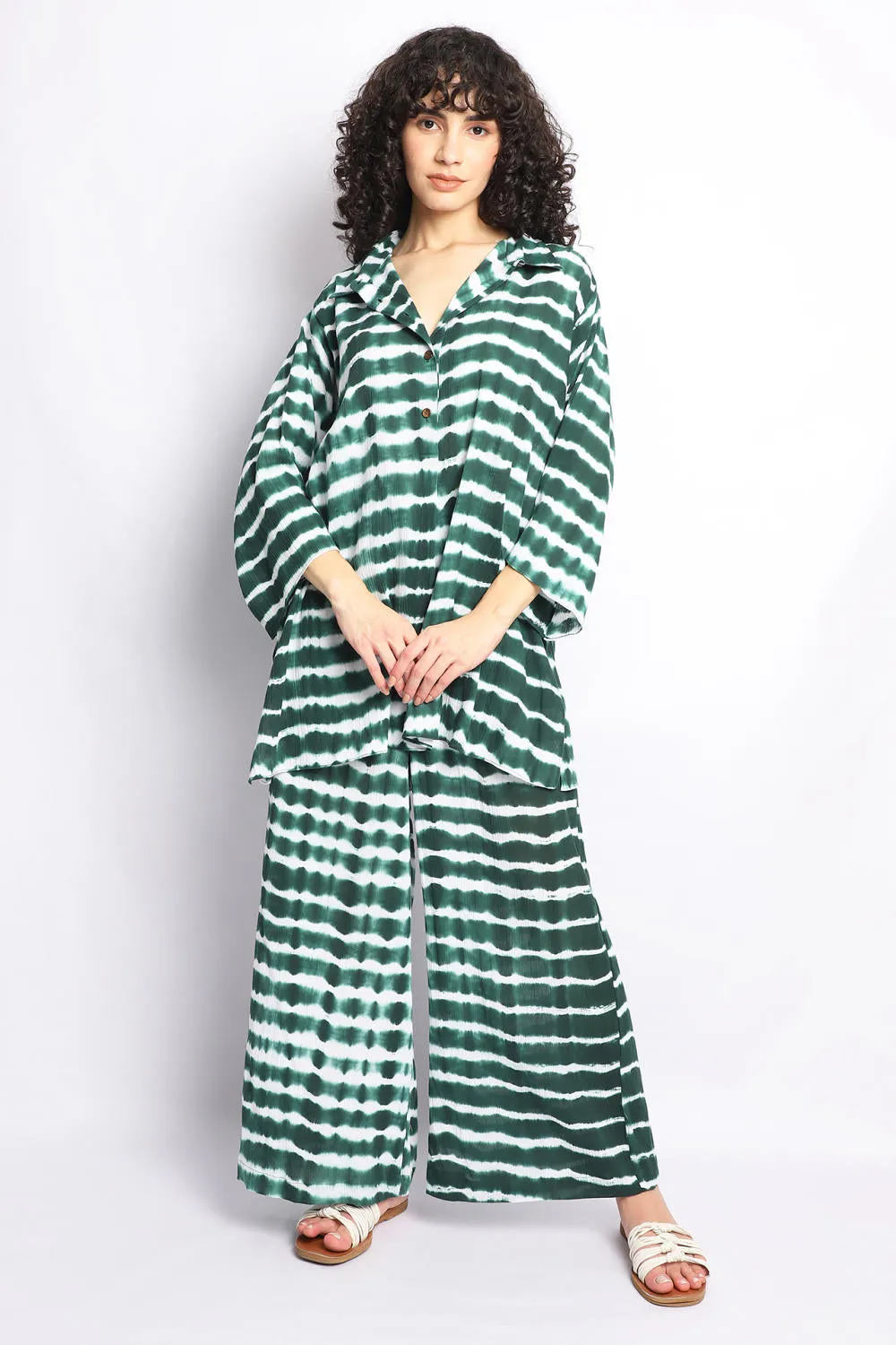 GREEN SHIBORI BREEZY CO-ORD SET