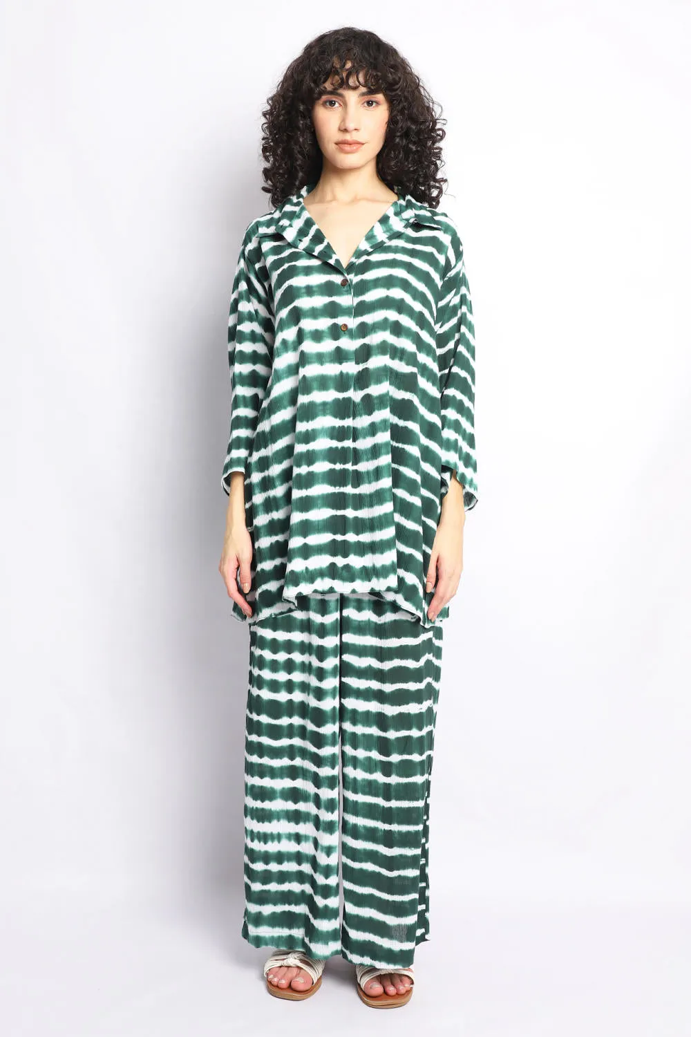 GREEN SHIBORI BREEZY CO-ORD SET