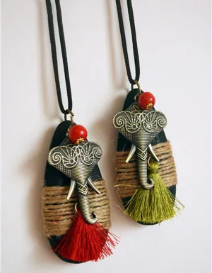Handmade Wooden Elephant Long Necklace