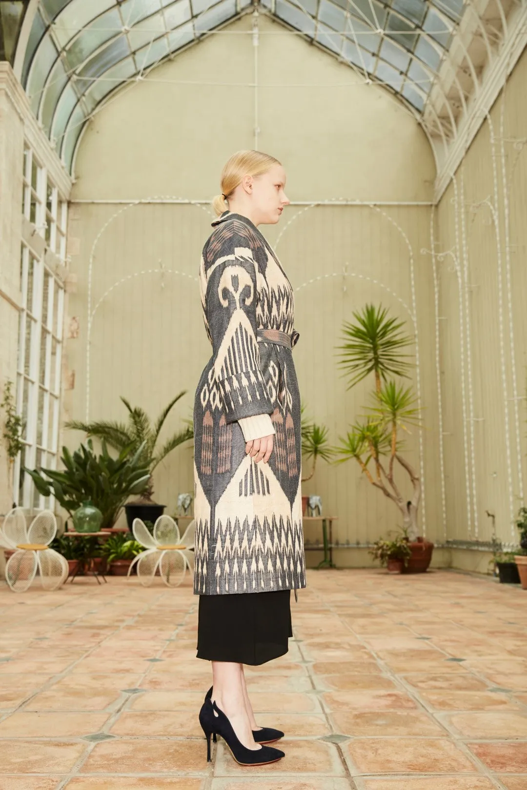 Handwoven Silk Ikat Shawl Coat - Farida - 'Special'