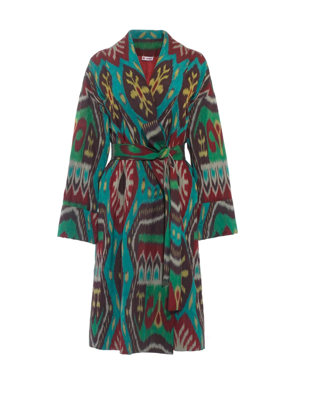 Handwoven Silk Ikat Shawl Coat - Feruza - 'Turquoise'