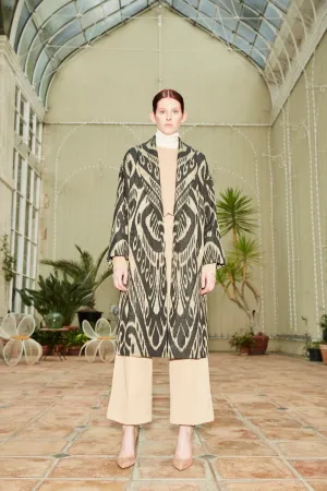 Handwoven Silk Ikat Shawl Coat - Zulfiya - 'Charming'