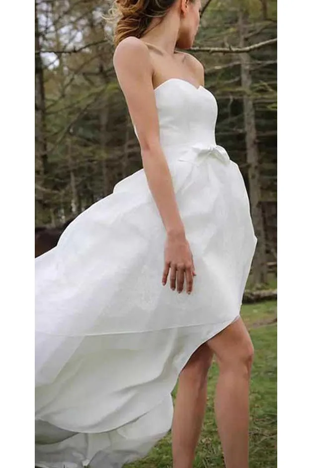 High Low Sweetheart Beach Wedding Dresses Boho Wedding Dresses with Bow N1782