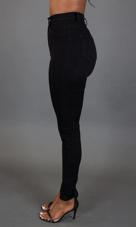 High Waist Skinny Jeans - Black
