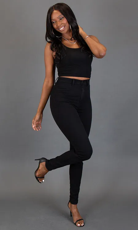 High Waist Skinny Jeans - Black