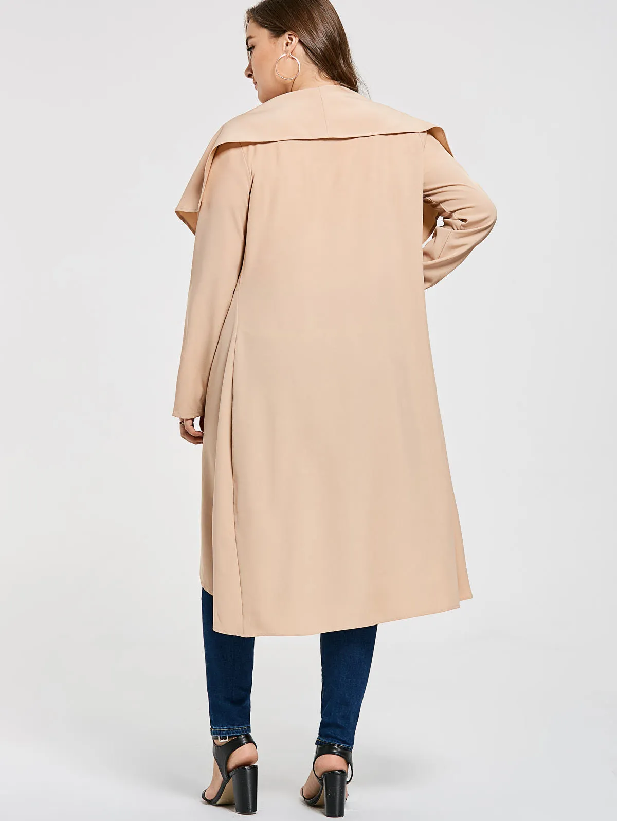Hooded Irregular Long Sleeves Pure Color Wool Coat