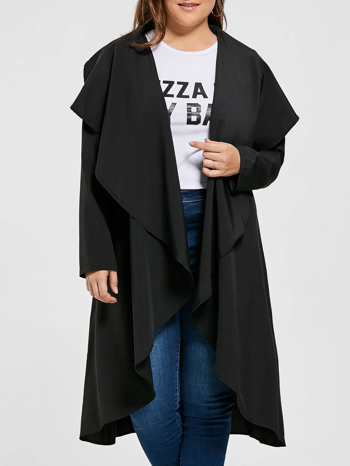 Hooded Irregular Long Sleeves Pure Color Wool Coat