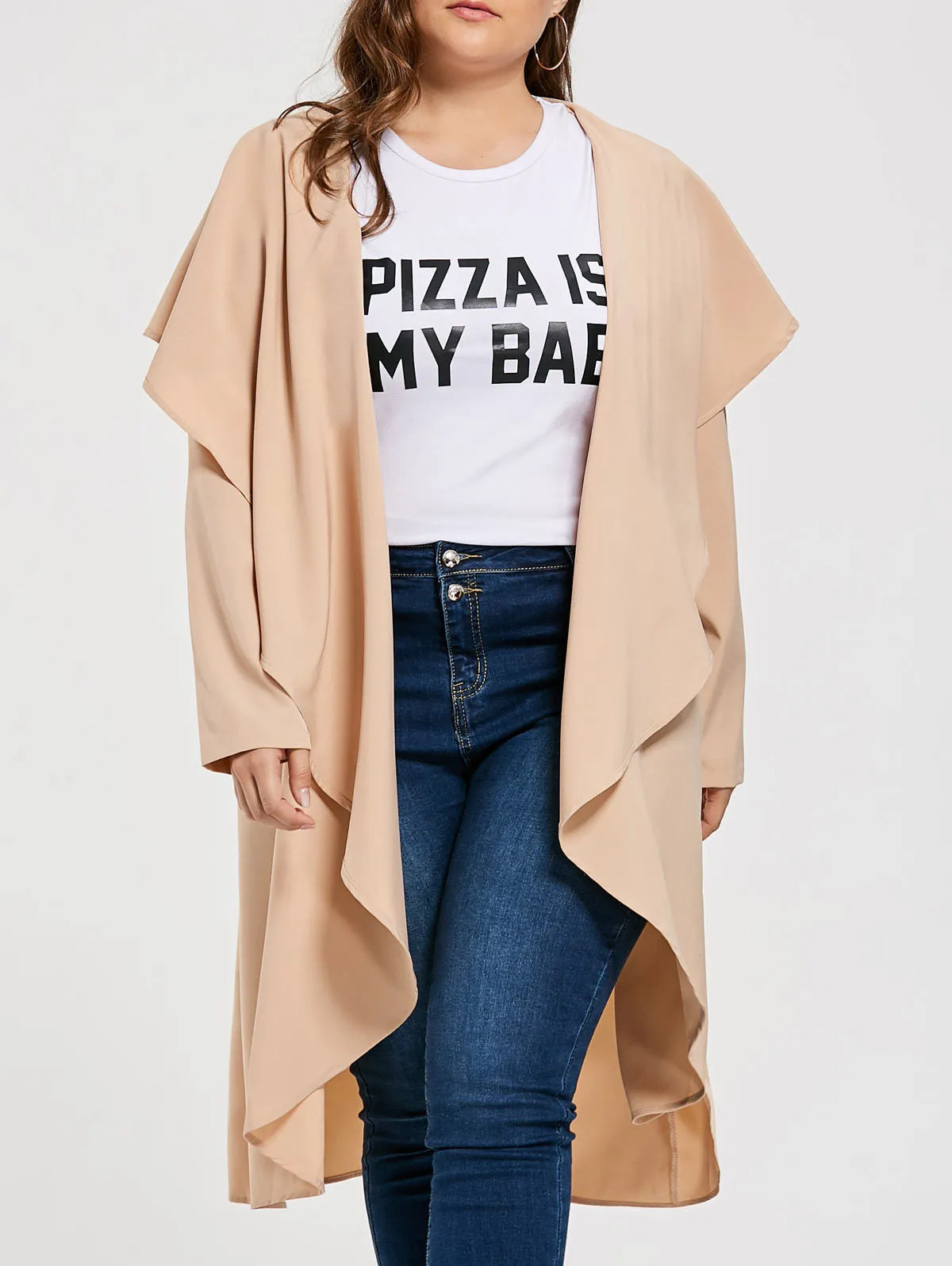 Hooded Irregular Long Sleeves Pure Color Wool Coat
