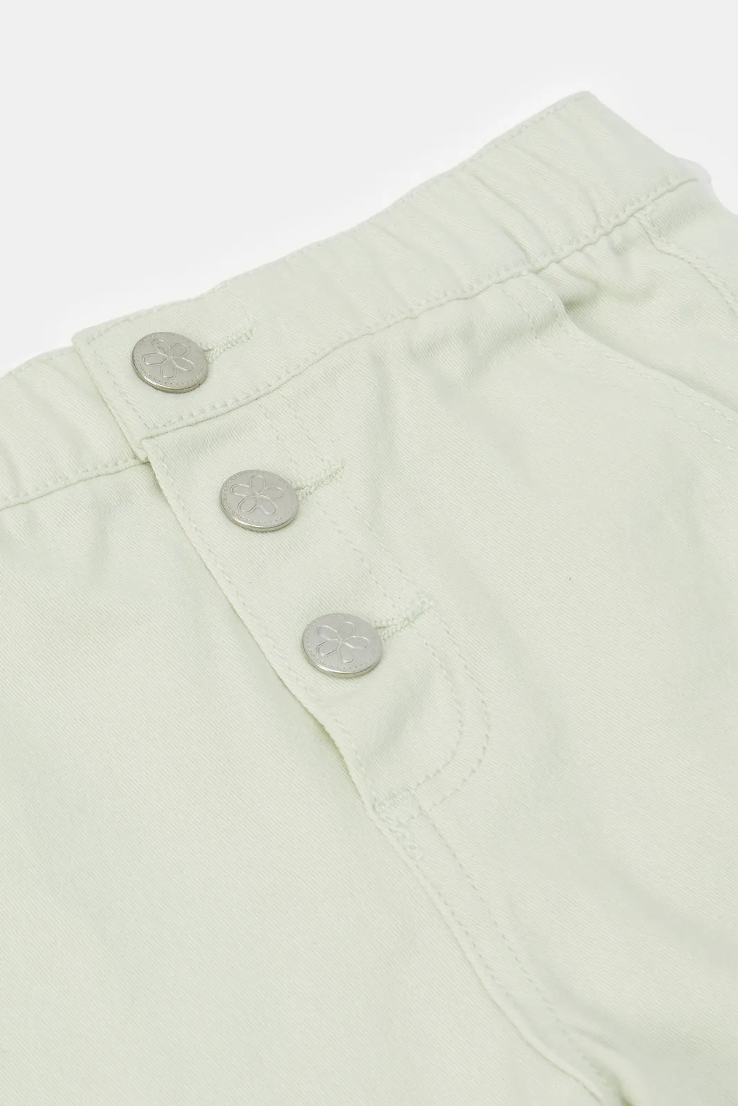 Infant Girls Mint Denim Shorts
