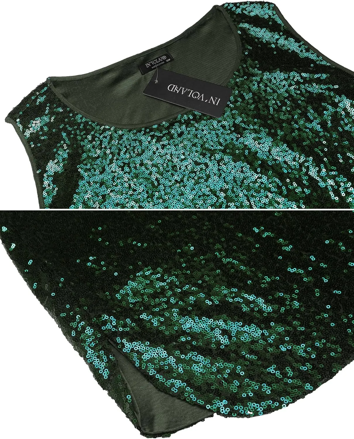 IN'VOLAND Women's Sequin Tops Plus Size Glitter Tank Top Sleeveless Sparkle Shimmer Shirt Tops