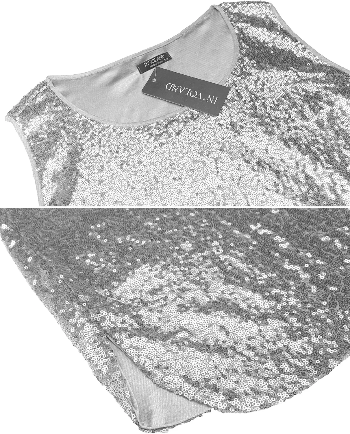 IN'VOLAND Women's Sequin Tops Plus Size Glitter Tank Top Sleeveless Sparkle Shimmer Shirt Tops