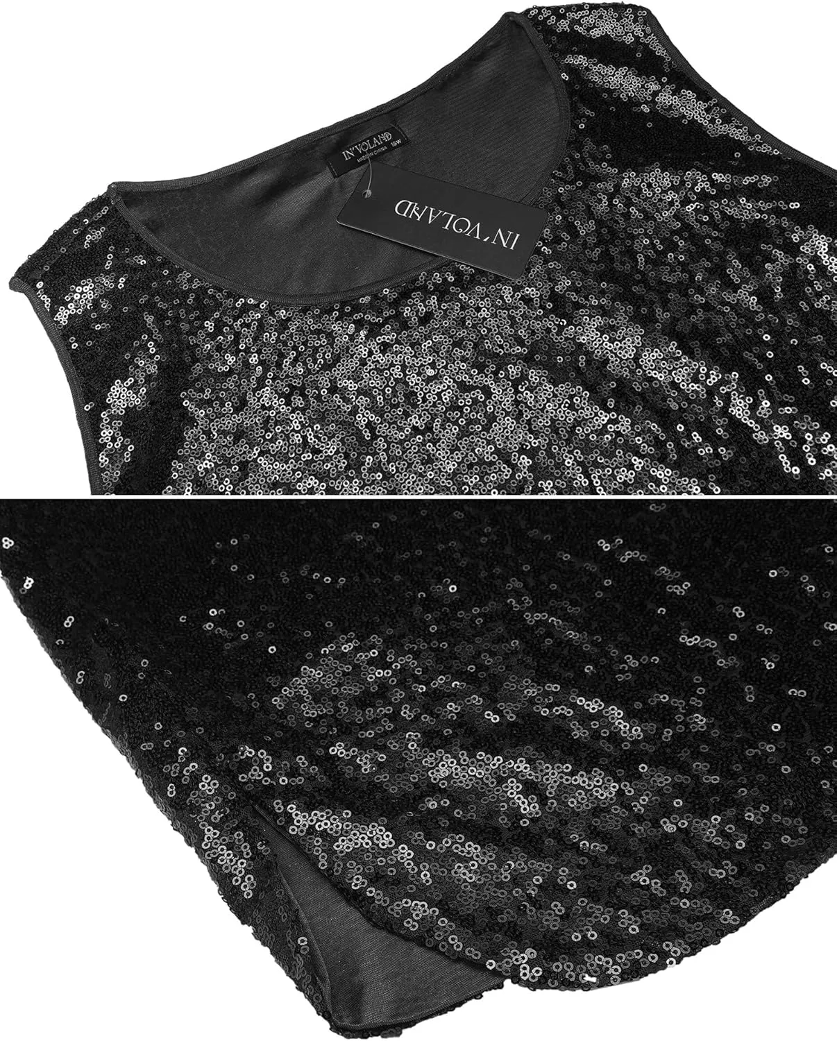IN'VOLAND Women's Sequin Tops Plus Size Glitter Tank Top Sleeveless Sparkle Shimmer Shirt Tops