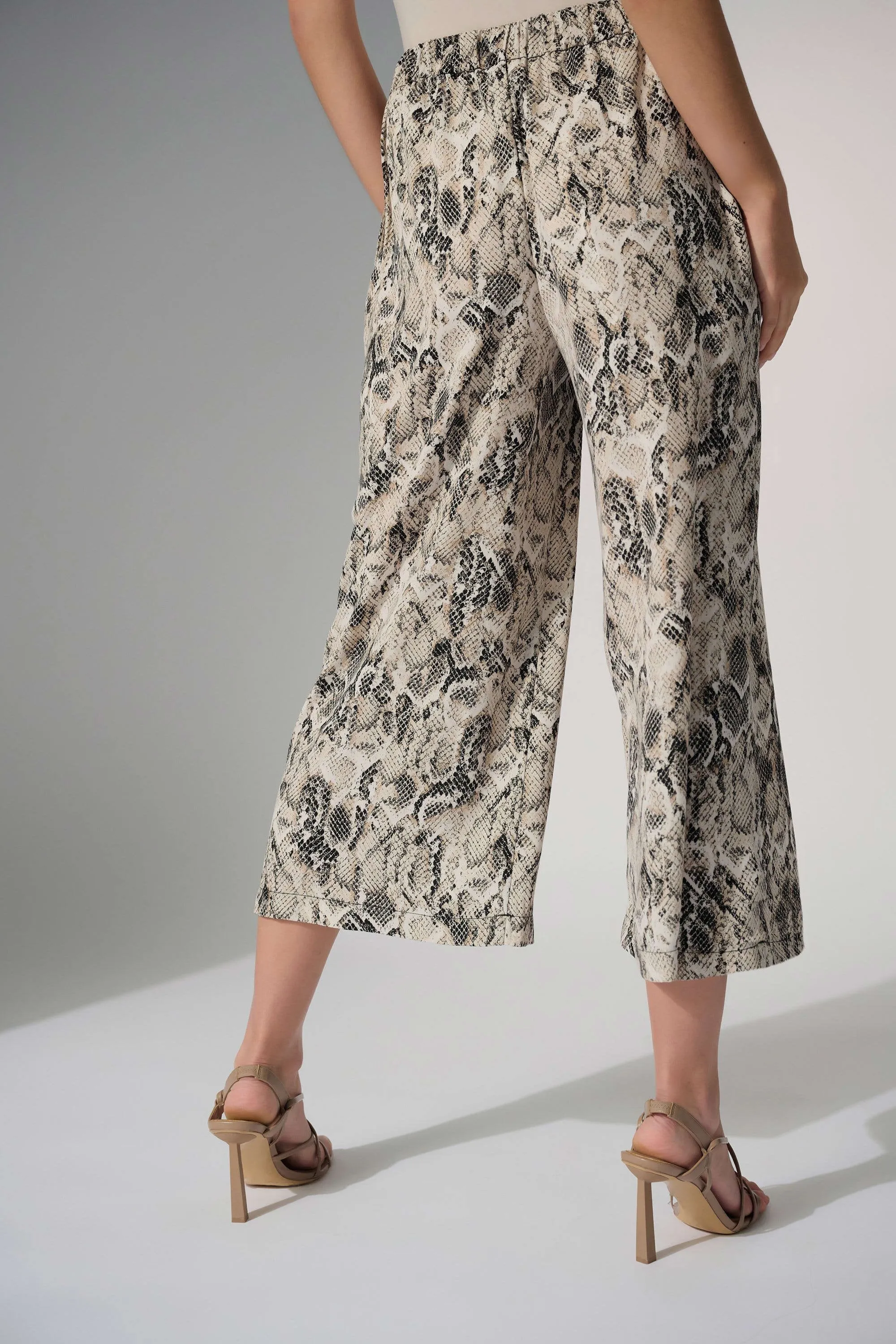 Joseph Ribkoff Woven Gauze Python Print Pull-On Culotte Pants