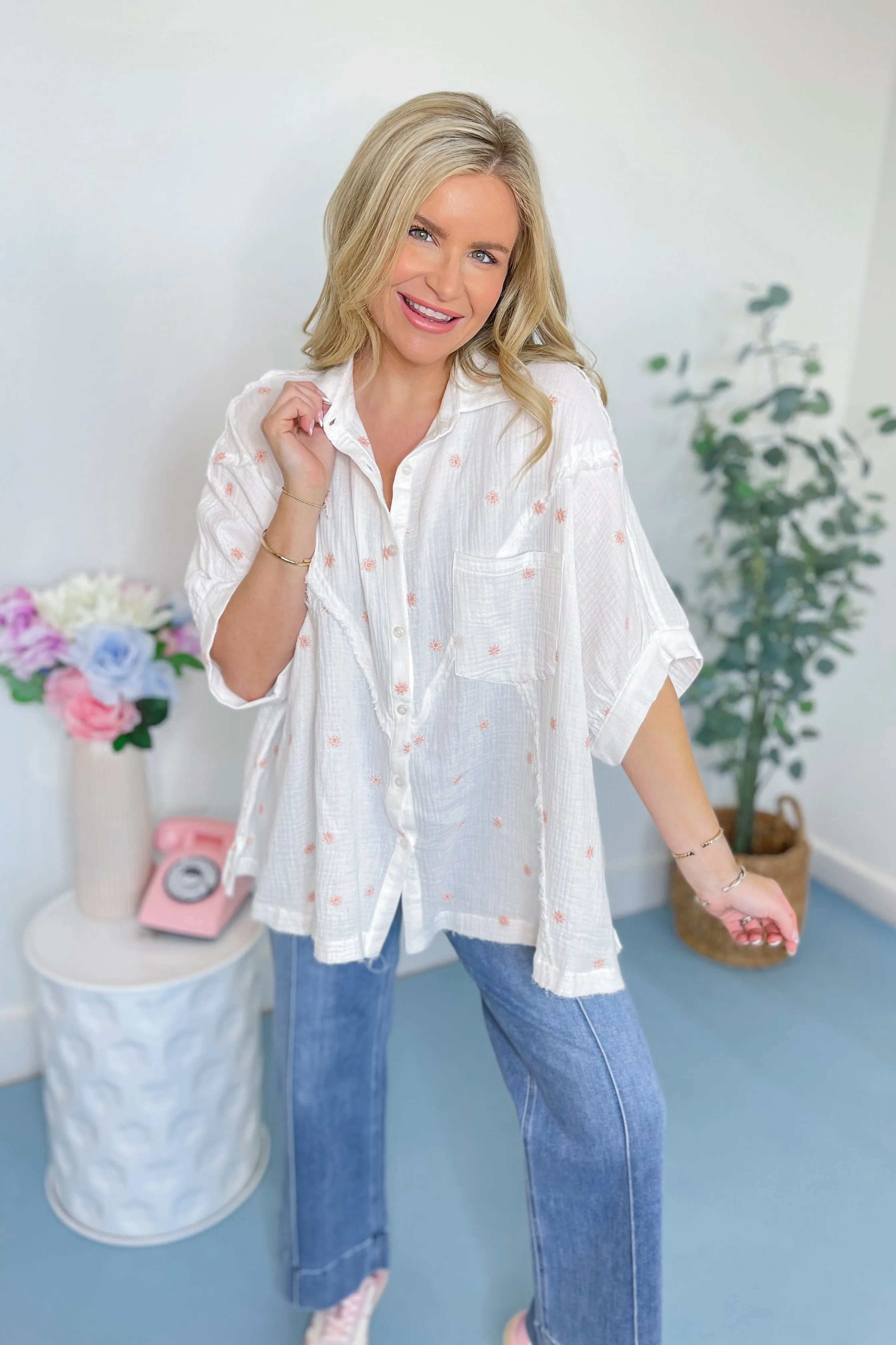 Katelyn Embroidered Casual Top