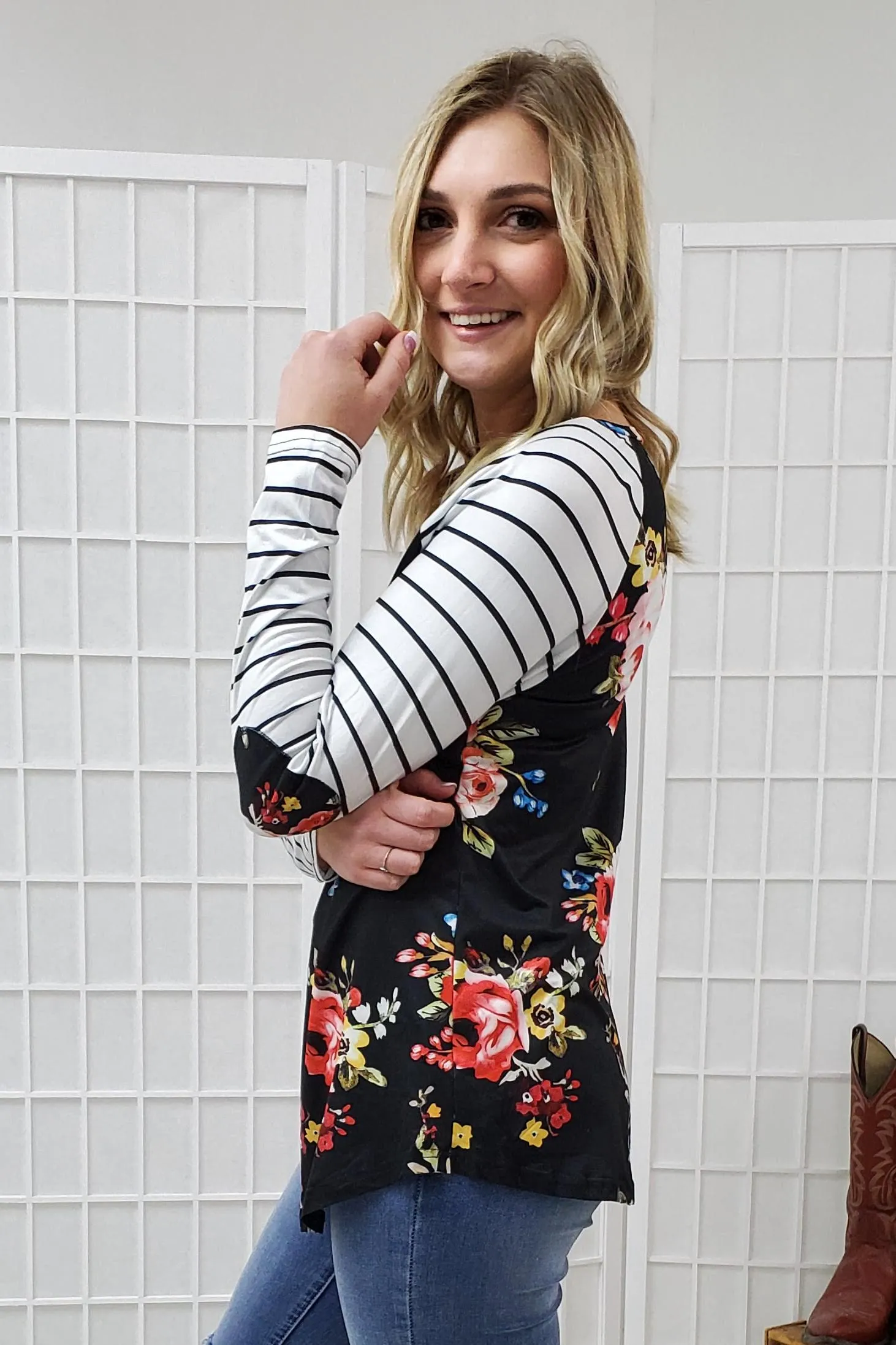 Kendall Black Floral Top