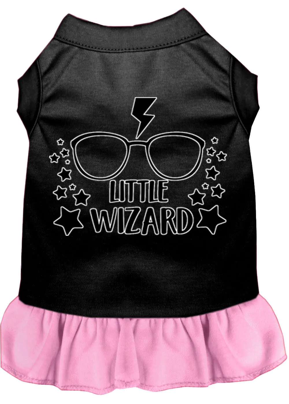 Little Wizard Screen Print Dog Dress Black With Light Pink Med (12)