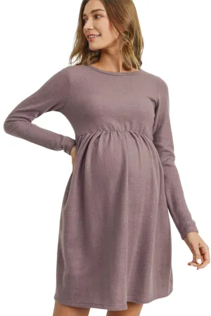 LUREX LONG SLEEVE SIDE POCKET MATERNITY DRESS