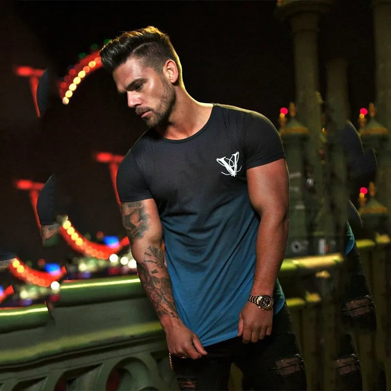 Men's Fashion Street Casual Blue T-shirt
