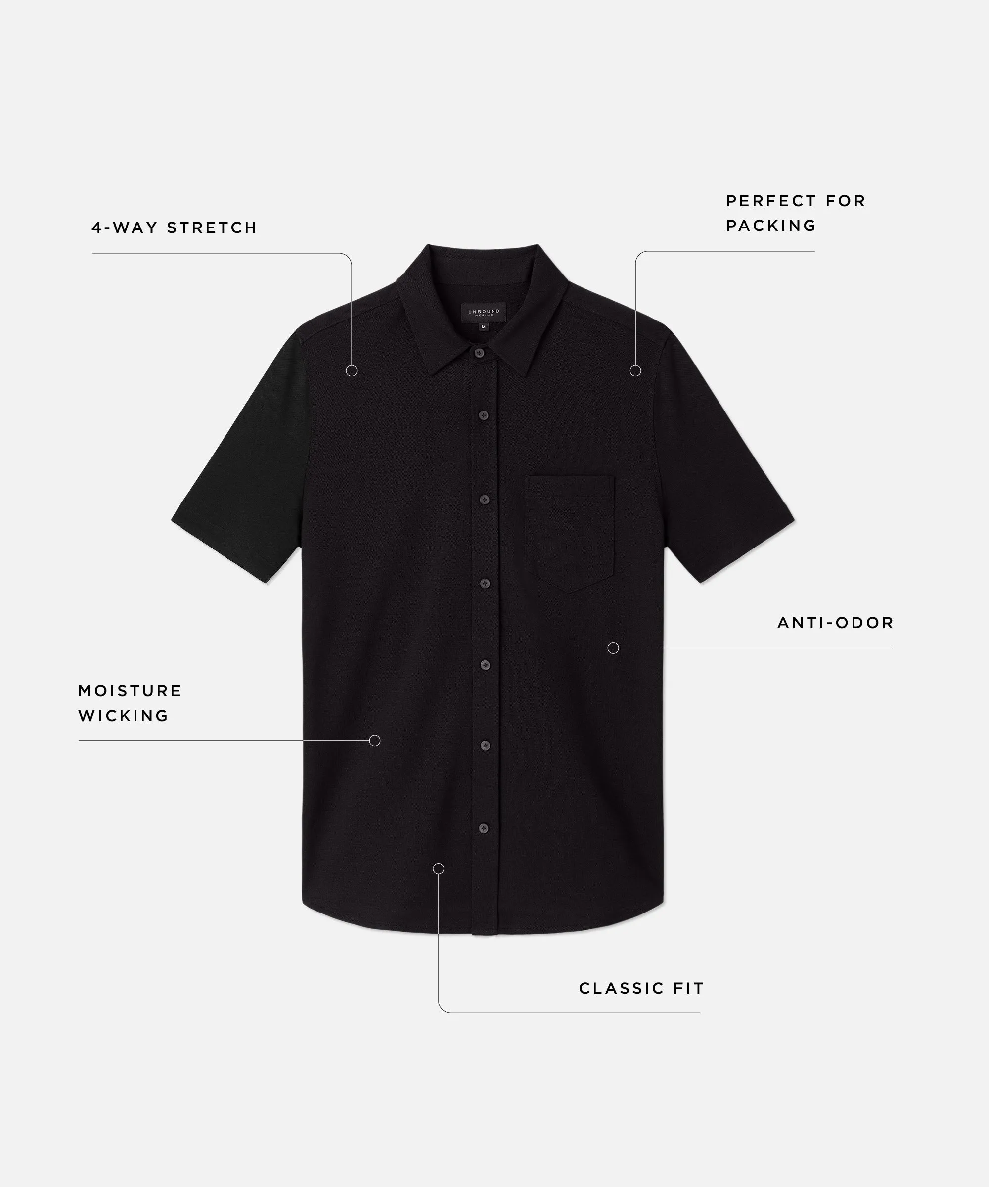 Men's Short Sleeve Merino Button-Up