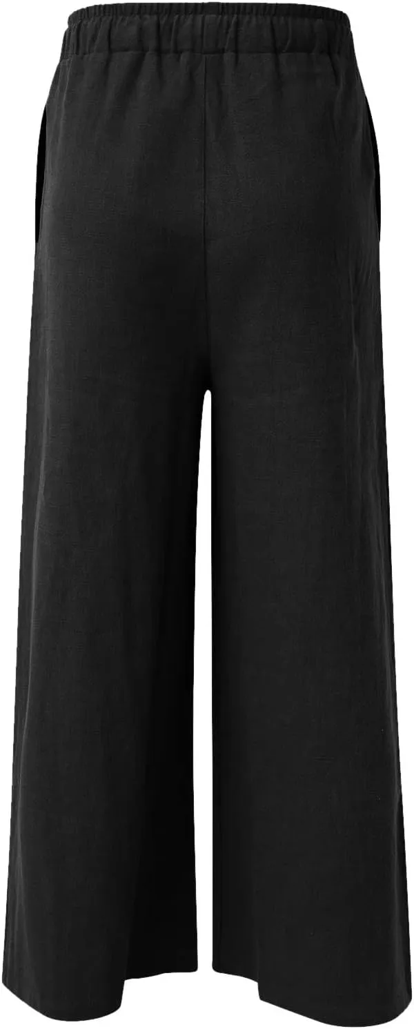 Mens Wide Leg Casual Yoga Harem Pants Linen Hip Hop Hippie Joggers Pants Big and Tall Loose Fit Straight-Leg Trousers
