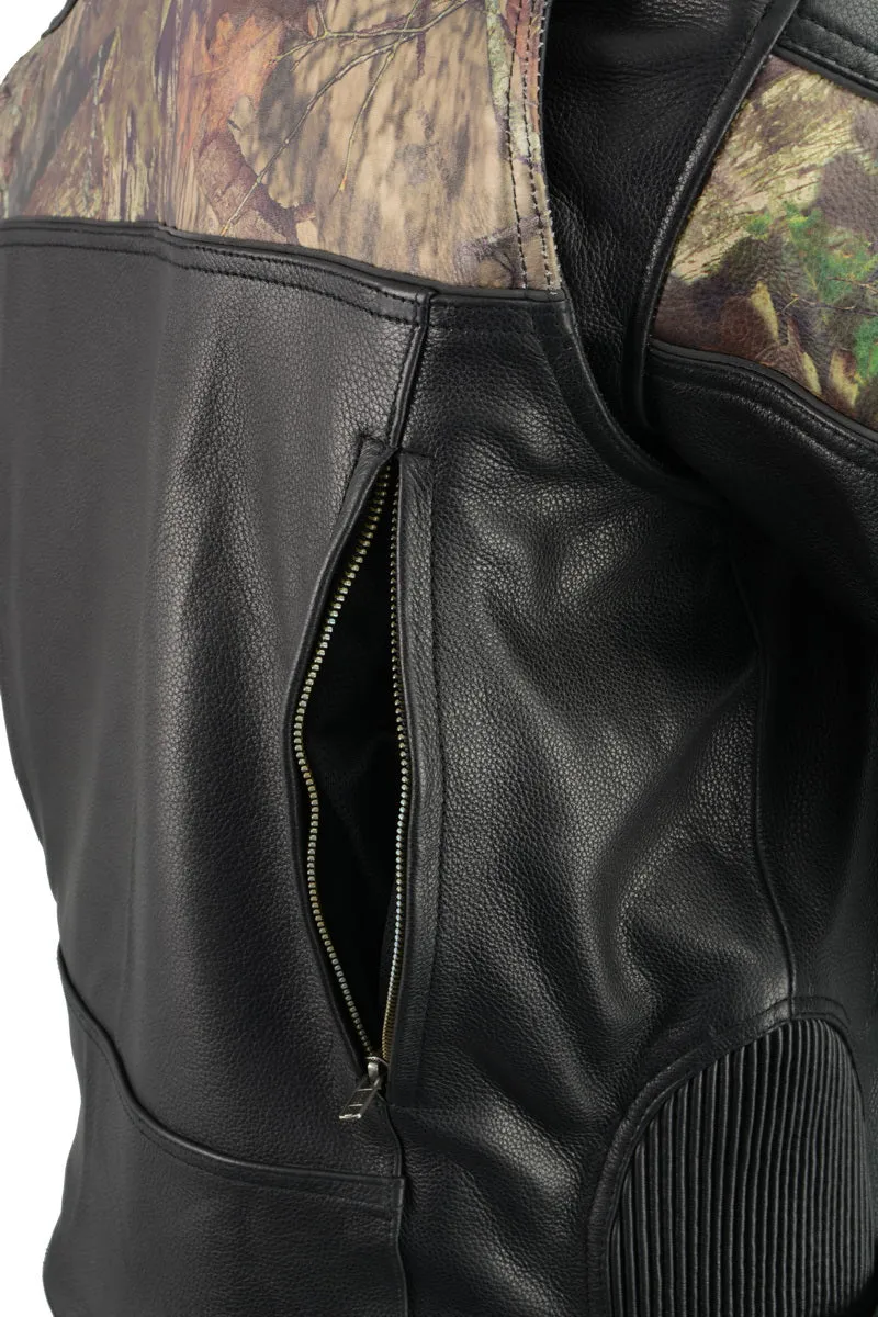 Milwaukee Leather MLM1595 Men's 'Jungle Mossy' Side Stretch Leather Motorcycle Racer Jacket
