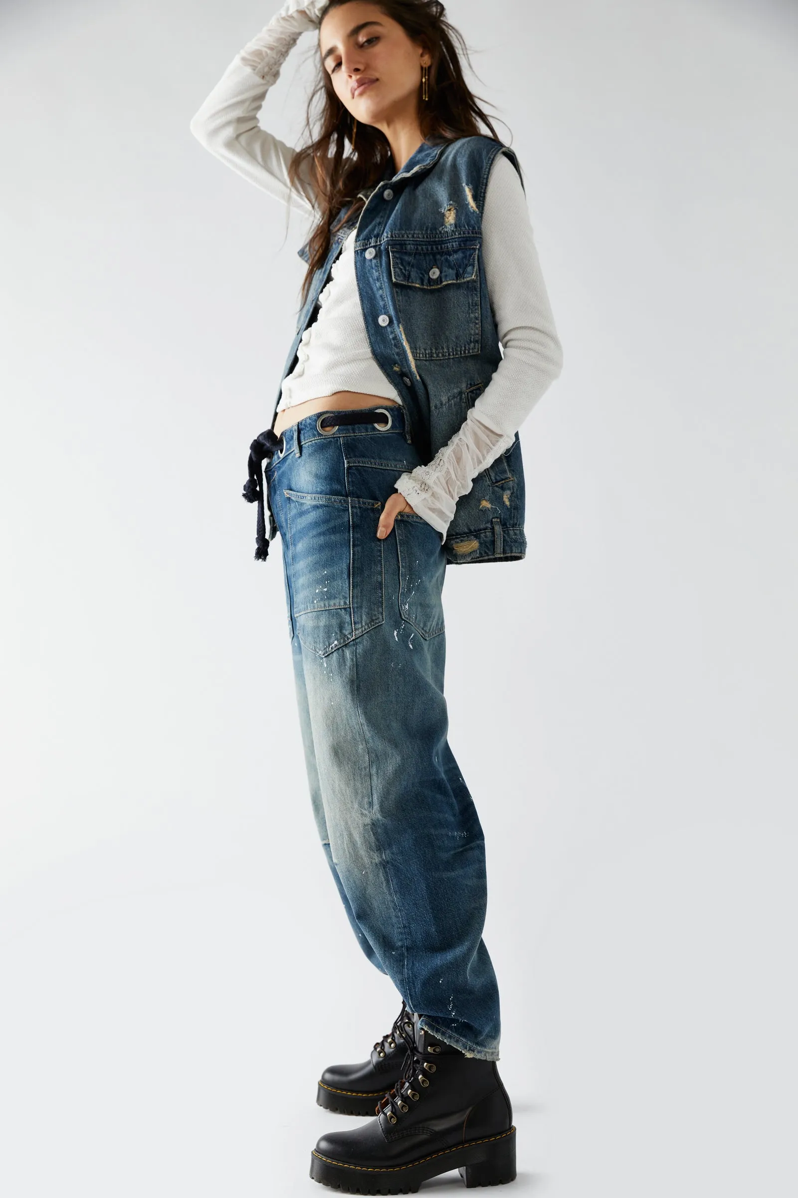 Moxie Pull-On Barrel Jeans | Timeless Blue