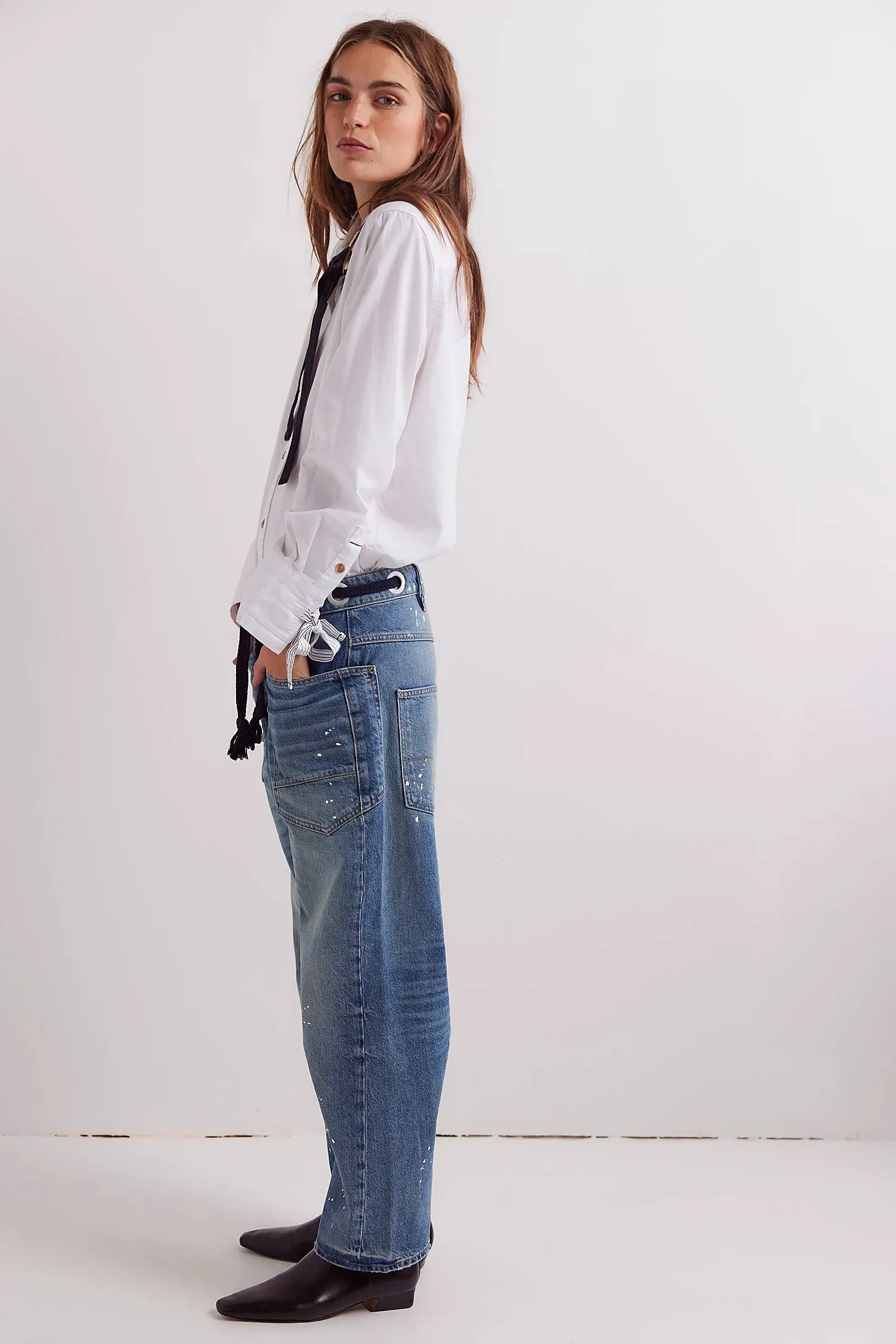 Moxie Pull-On Barrel Jeans | Timeless Blue
