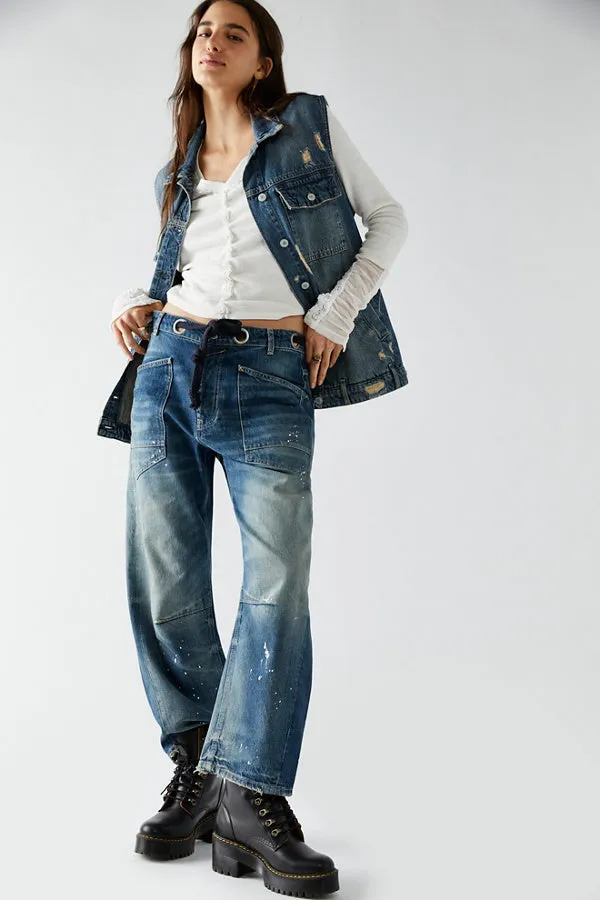 Moxie Pull-On Barrel Jeans | Timeless Blue