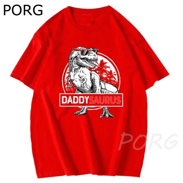 New Summer Men Loose T-shirt Daddysaurus