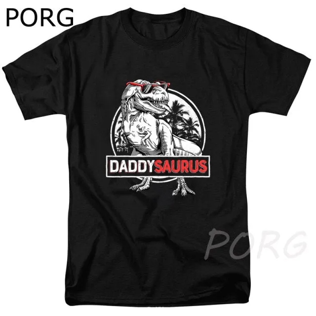 New Summer Men Loose T-shirt Daddysaurus
