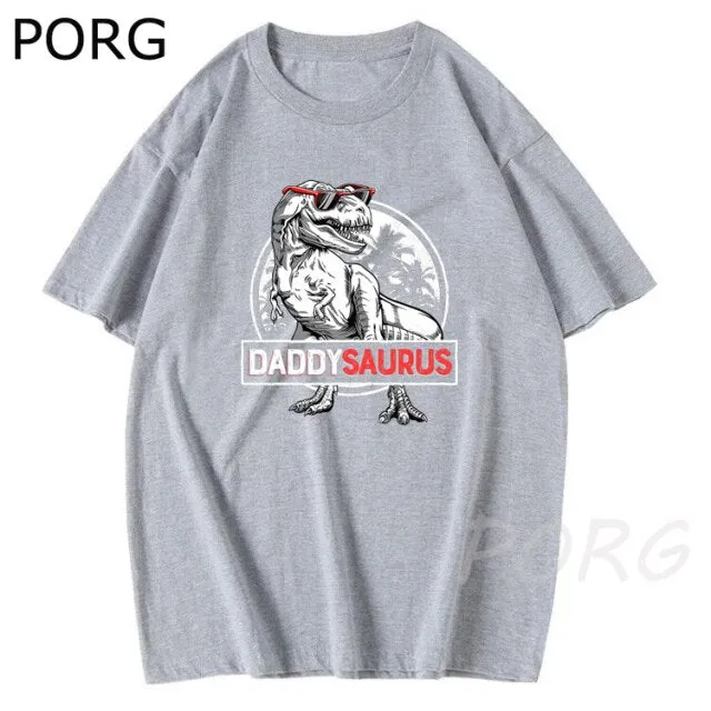 New Summer Men Loose T-shirt Daddysaurus