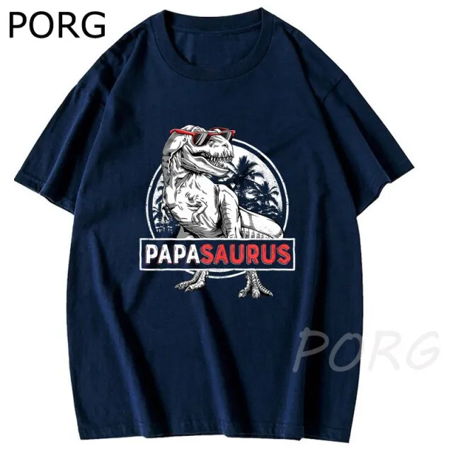 New Summer Men Loose T-shirt Daddysaurus