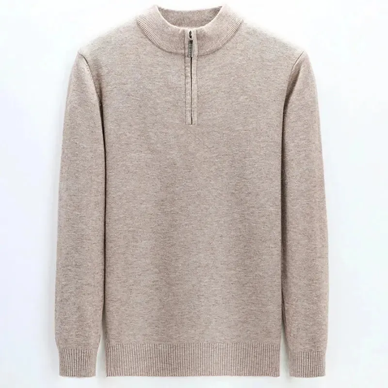 New Sweaters Men Fashion Half Zip Pullover Slim Fit Jumpers Knitwear Sweater