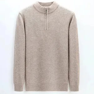 New Sweaters Men Fashion Half Zip Pullover Slim Fit Jumpers Knitwear Sweater