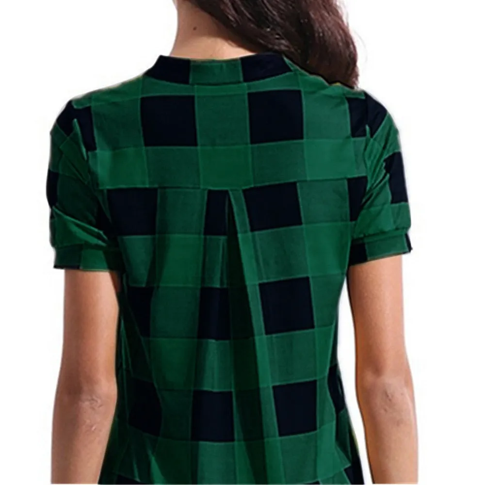 Plaid Blouse Cotton Tops