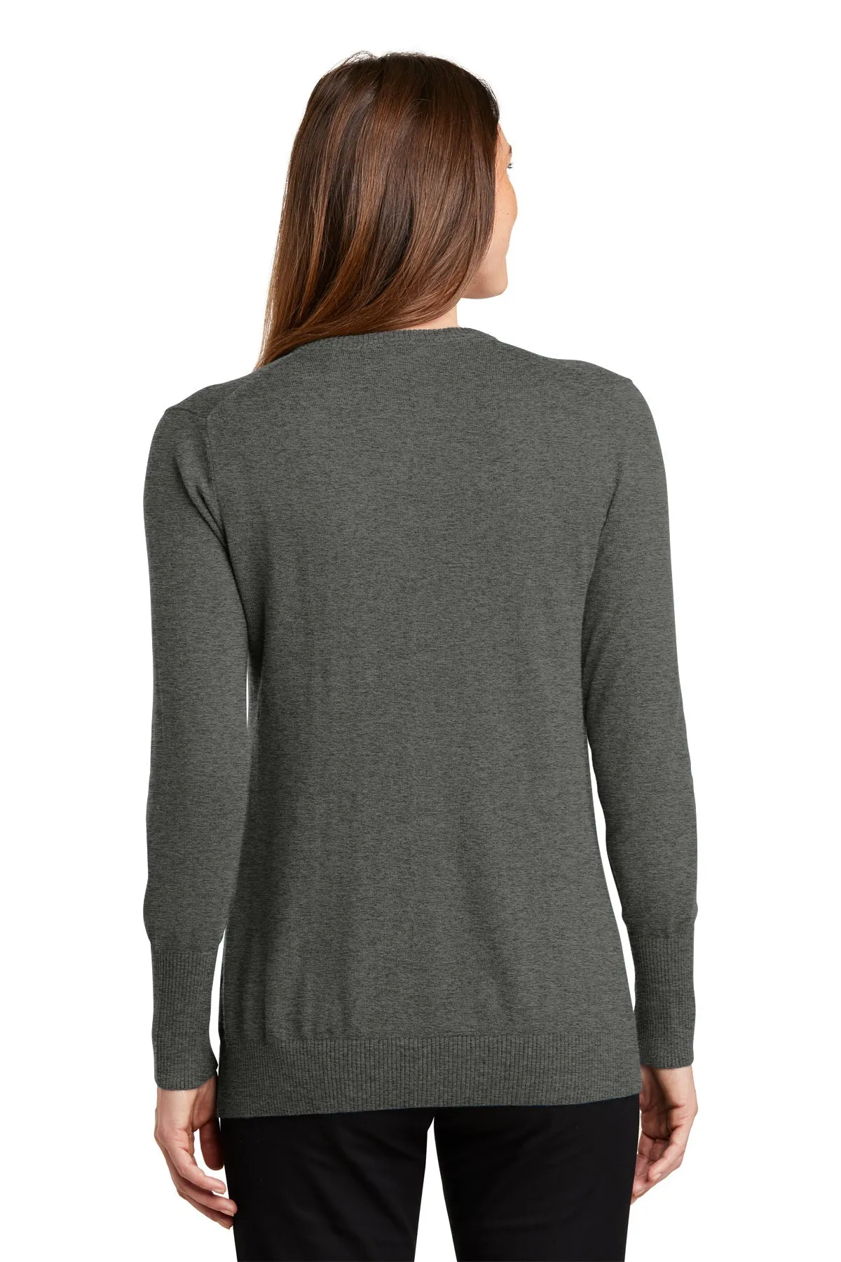 Port Authority Ladies V-Neck Customized Sweaters, Charcoal Heather
