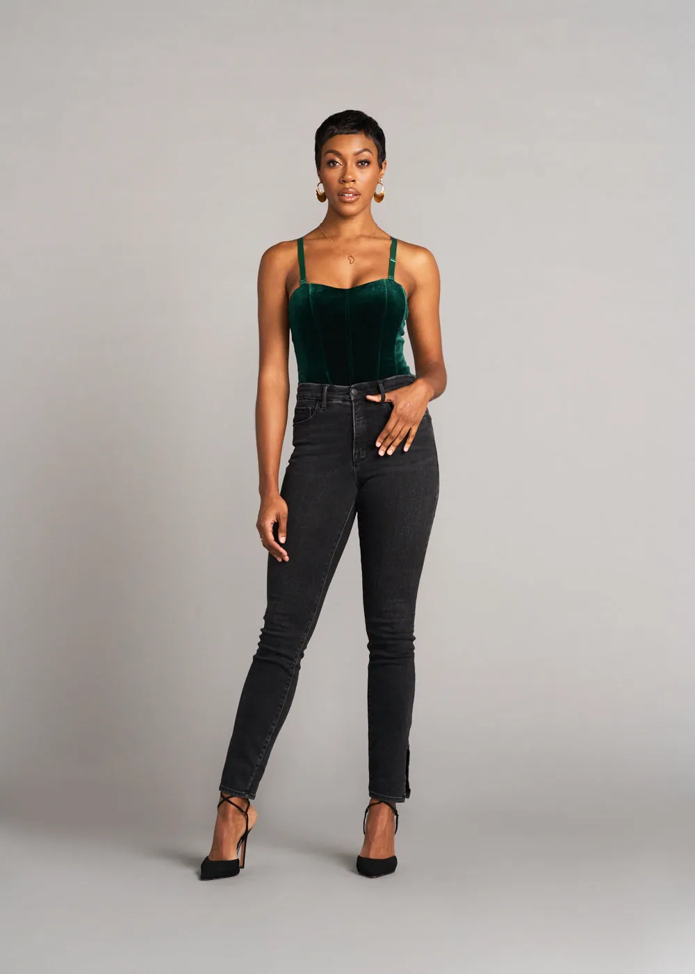 Safisha Women's Velvet Corset (Emerald)