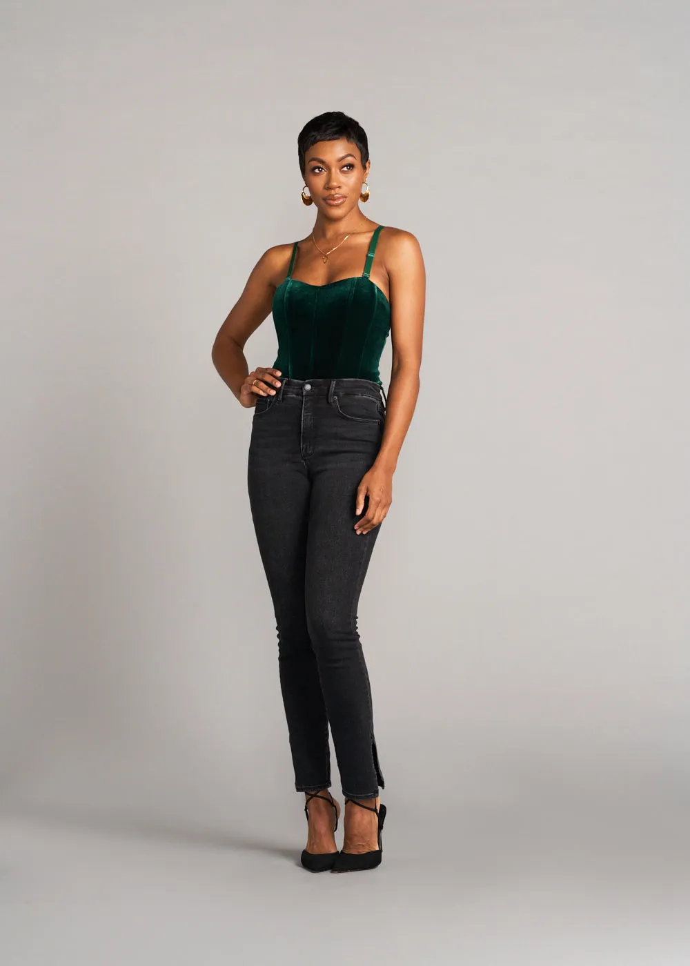 Safisha Women's Velvet Corset (Emerald)